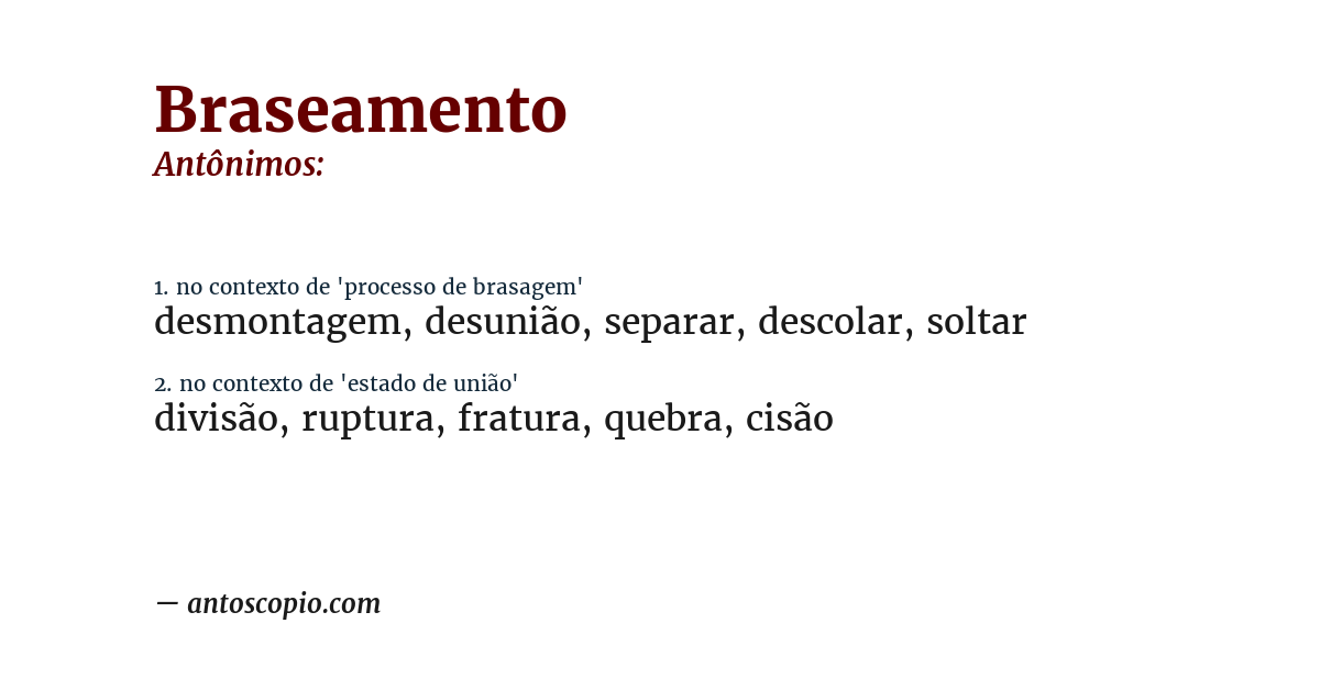 Antônimo de braseamento