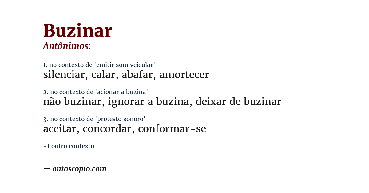 Antônimo de buzinar