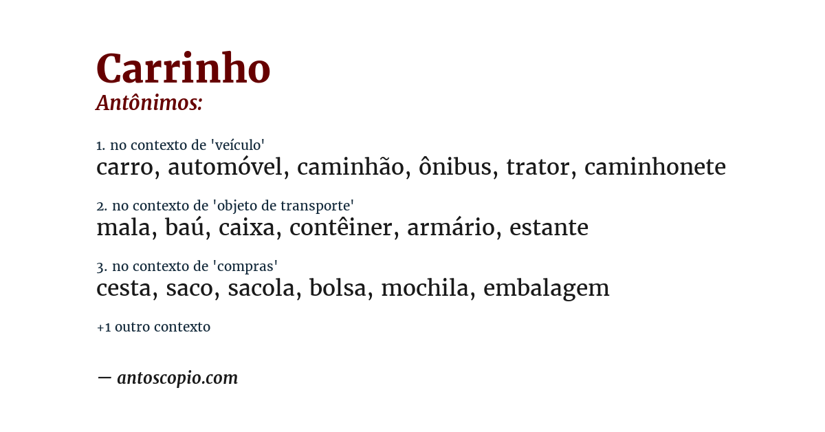 Antônimo de carrinho