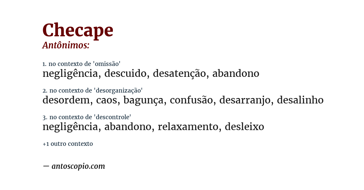Antônimo de checape