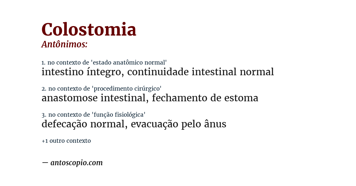 Antônimo de colostomia