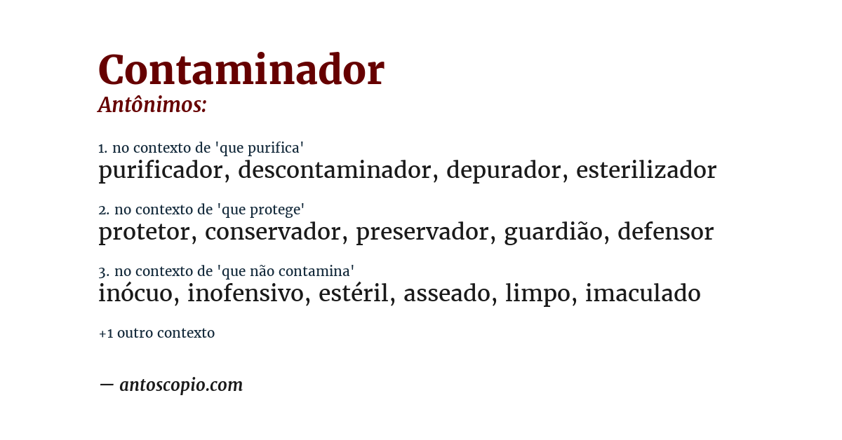 Antônimo de contaminador
