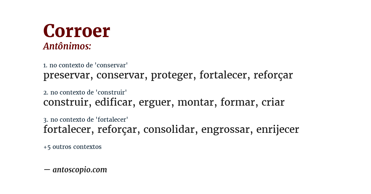 Antônimo de corroer