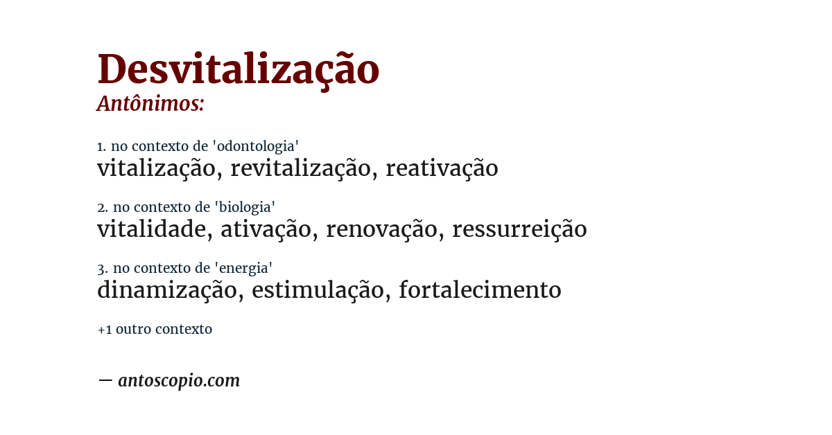Antônimo de desvitalização