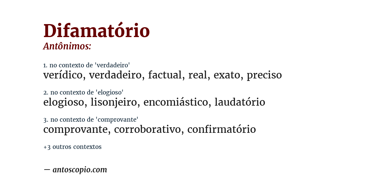 Antônimo de difamatório