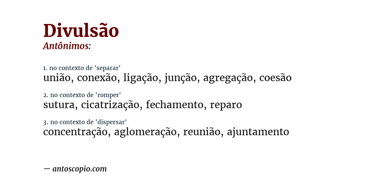 Antônimo de divulsão