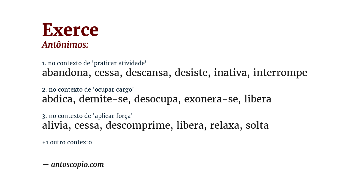 Antônimo de exerce