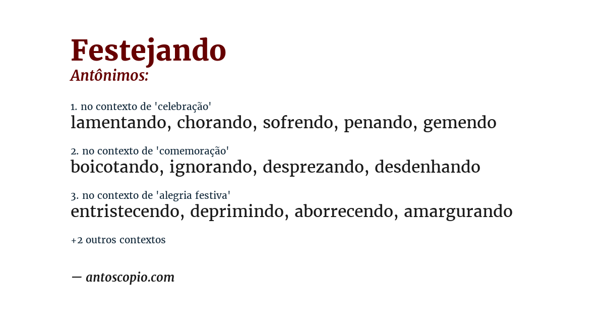 Antônimo de festejando