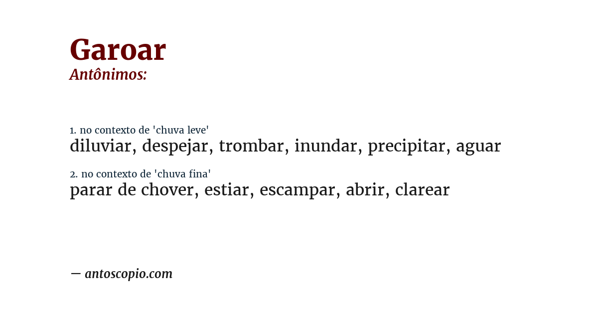 Antônimo de garoar
