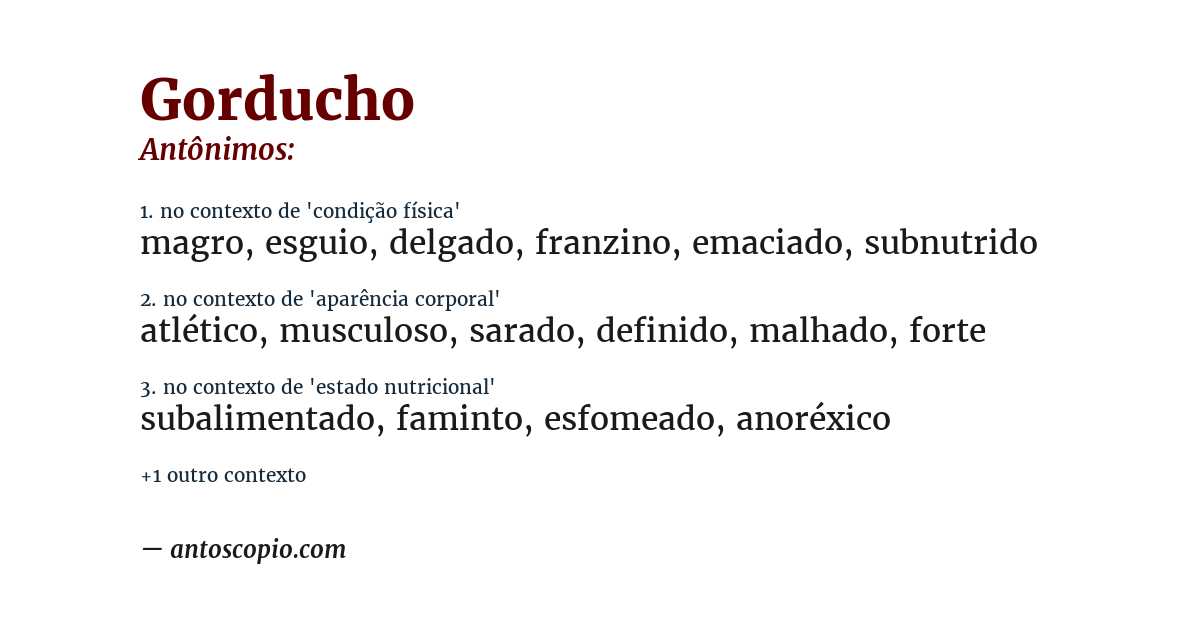 Antônimo de gorducho