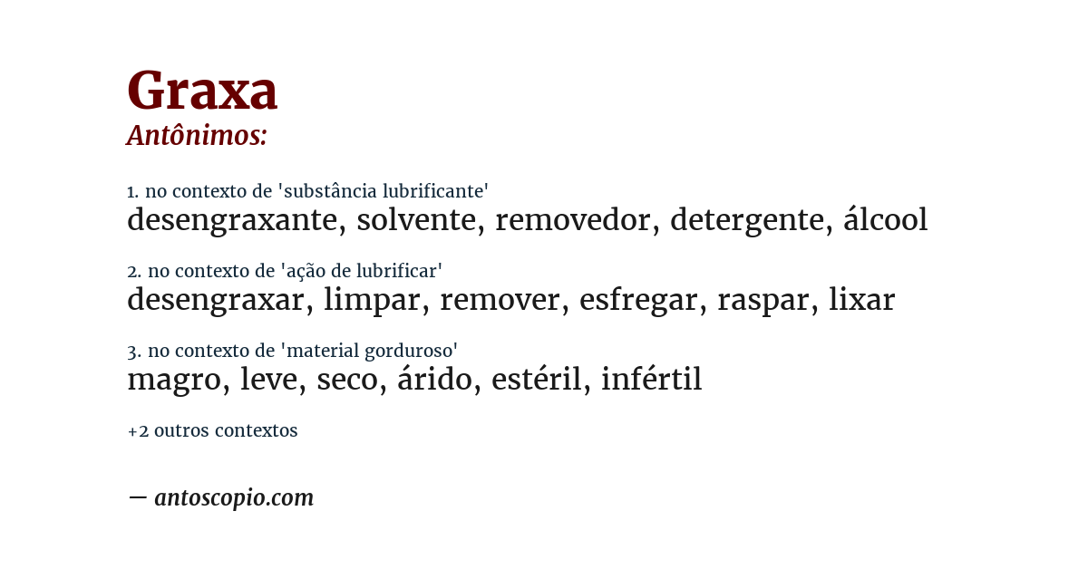 Antônimo de graxa