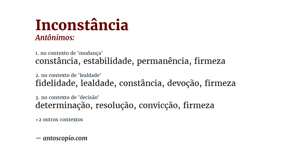 Antônimo de inconstância
