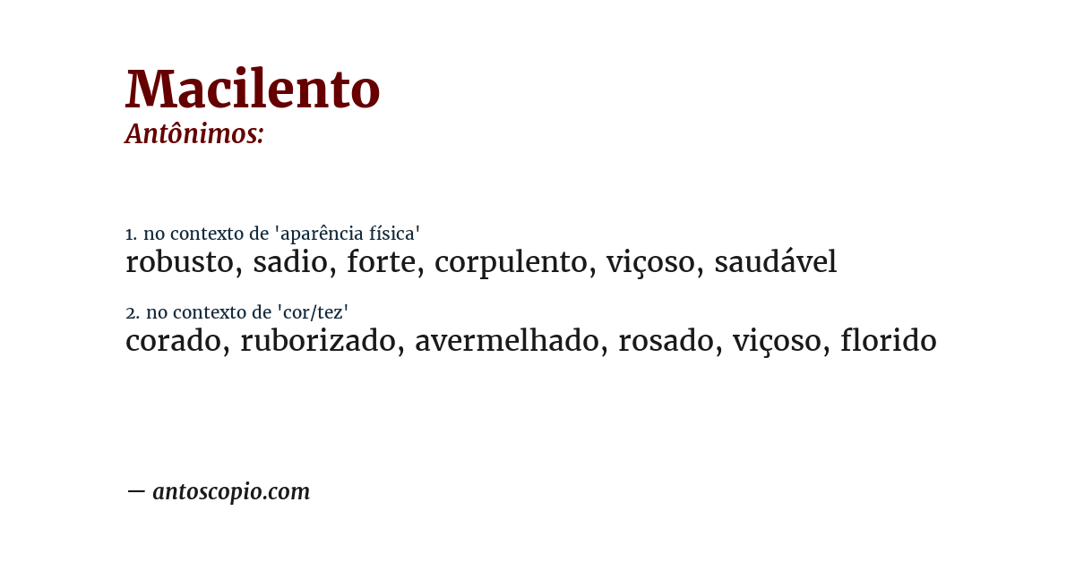 Antônimo de macilento