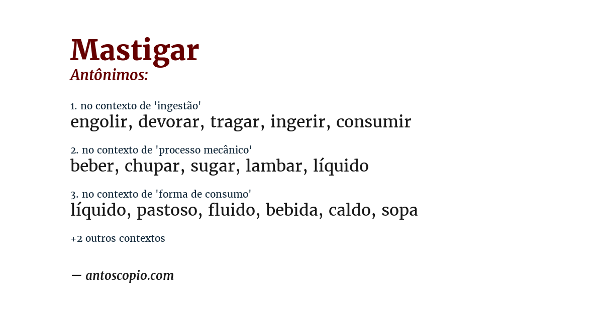 Antônimo de mastigar