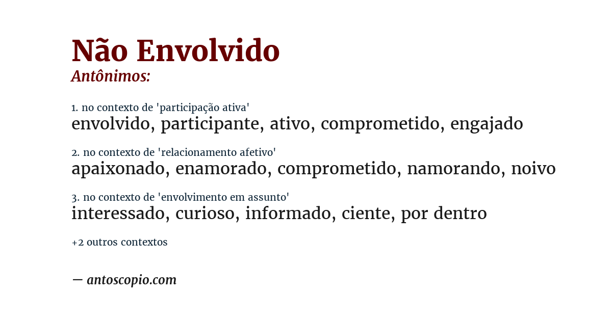 Antônimo de não envolvido