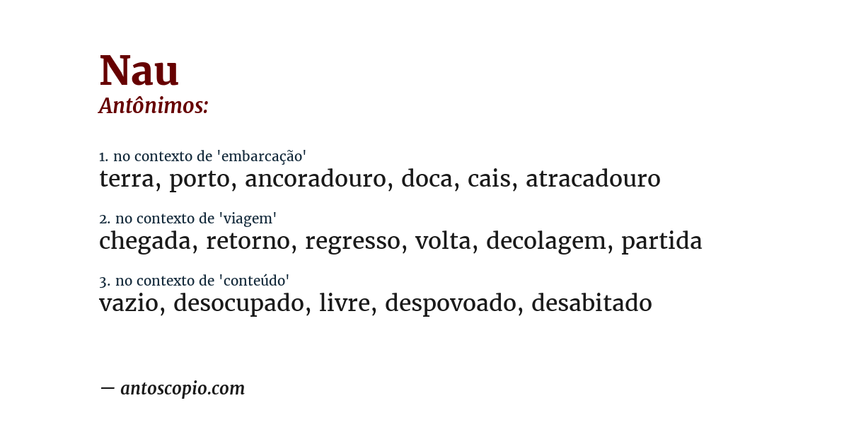 Antônimo de nau