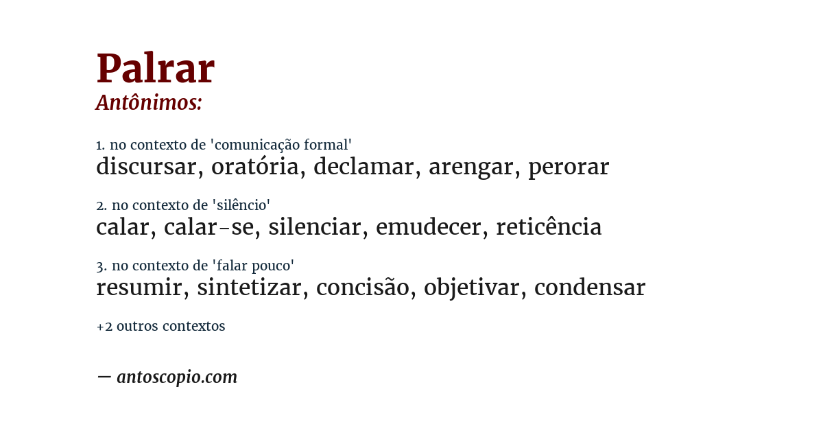 Antônimo de palrar