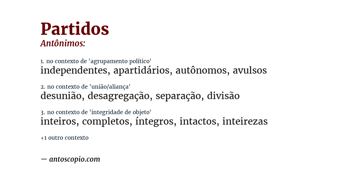 Antônimo de partidos