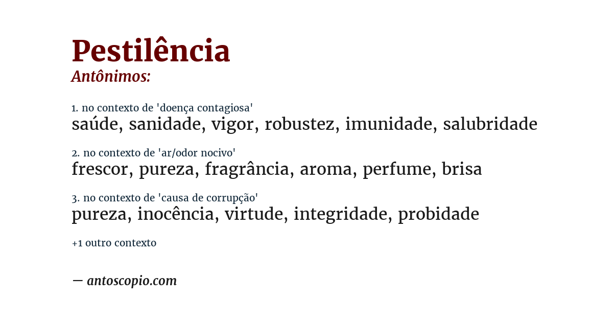 Antônimo de pestilência