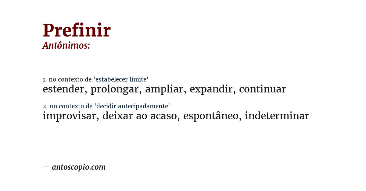 Antônimo de prefinir