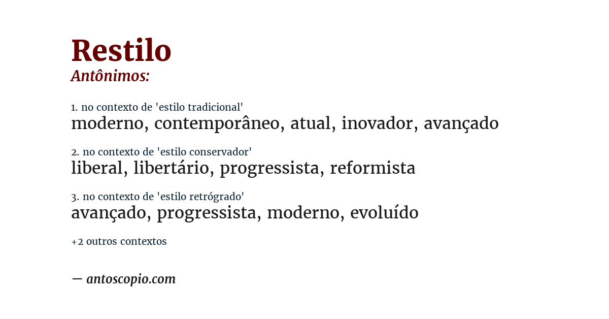 Antônimo de restilo