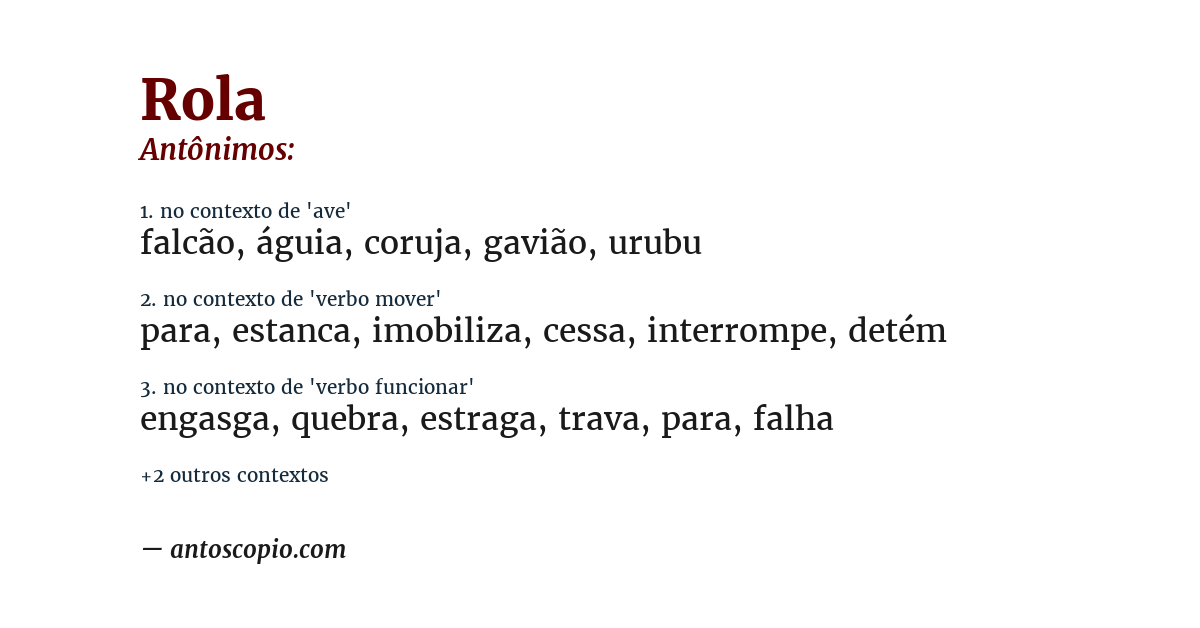 Antônimo de rola
