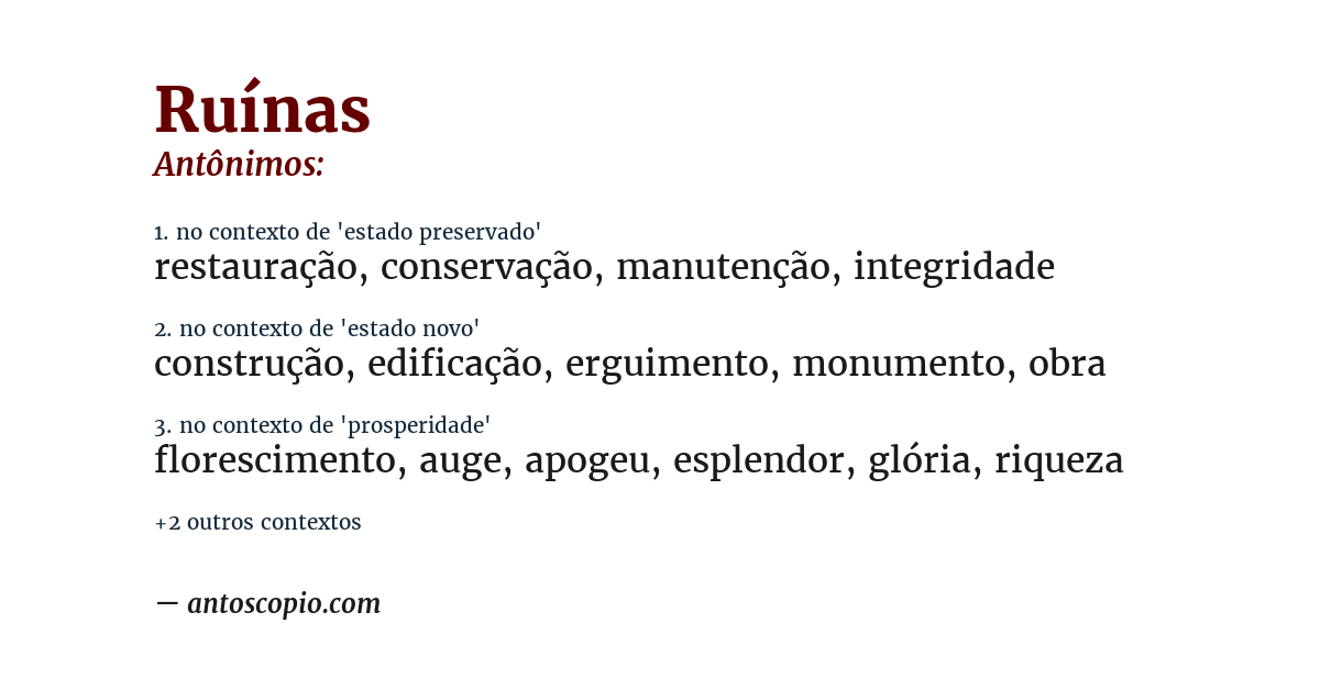 Antônimo de ruínas