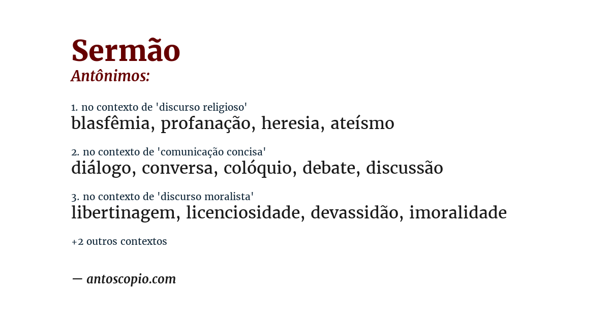 Antônimo de sermão