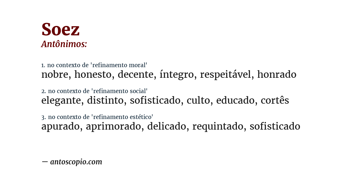 Antônimo de soez