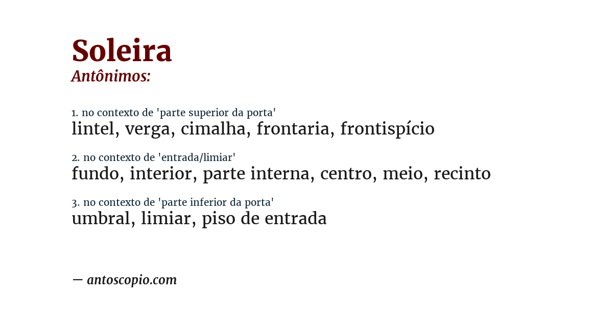 Antônimo de soleira