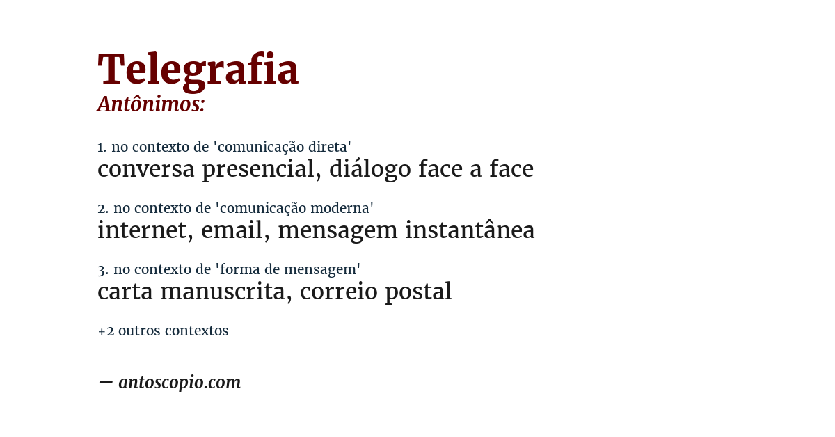 Antônimo de telegrafia