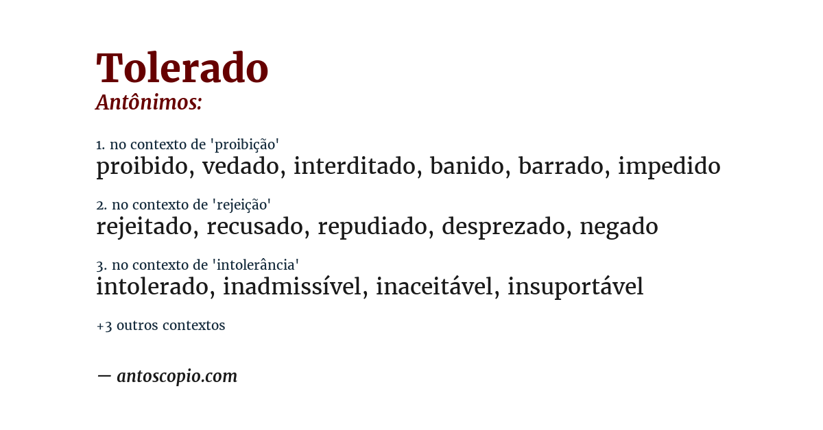 Antônimo de tolerado