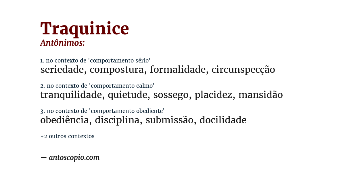 Antônimo de traquinice