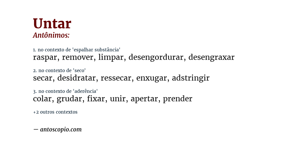 Antônimo de untar
