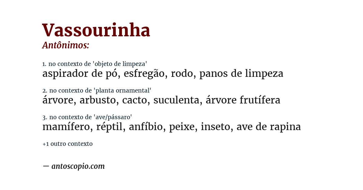 Antônimo de vassourinha