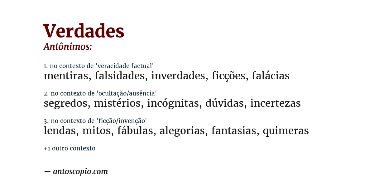 Antônimo de verdades