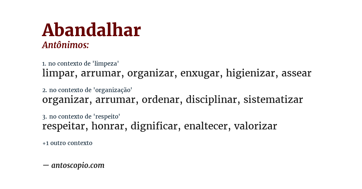 Antônimo de abandalhar