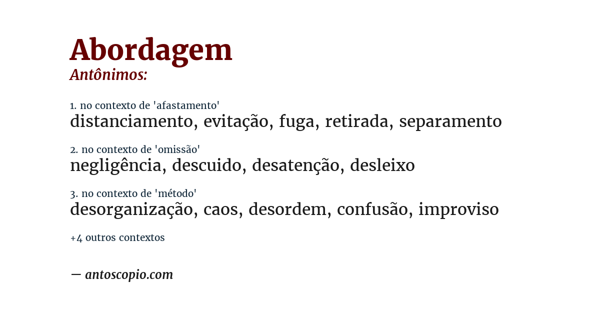 Antônimo de abordagem