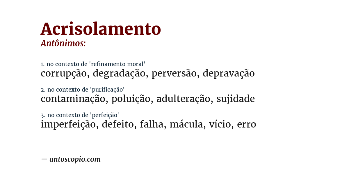Antônimo de acrisolamento