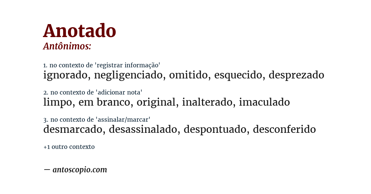 Antônimo de anotado
