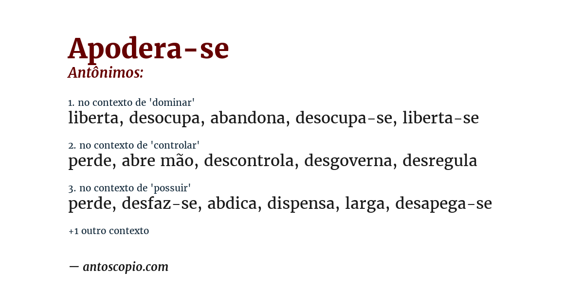 Antônimo de apodera-se