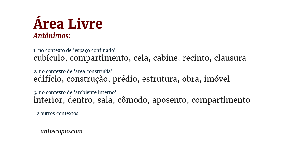 Antônimo de área livre
