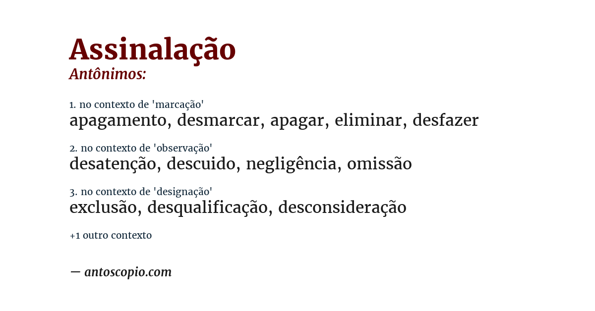Antônimo de assinalação