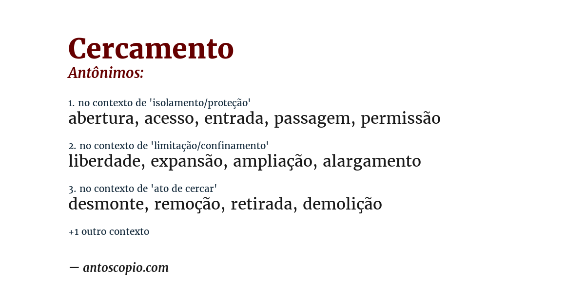 Antônimo de cercamento