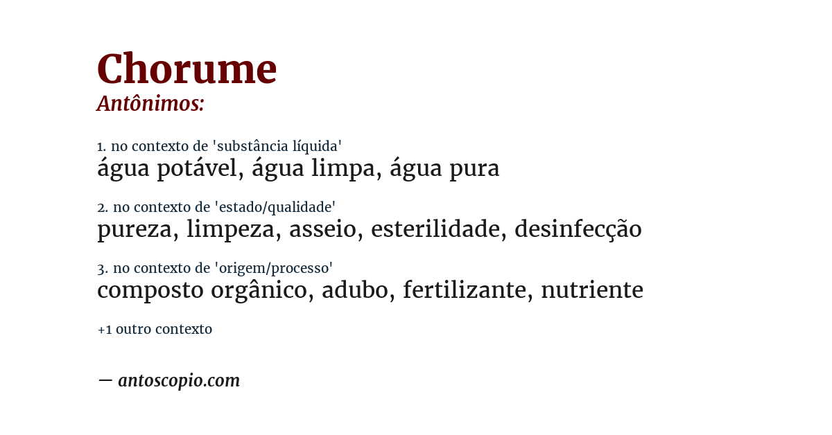 Antônimo de chorume