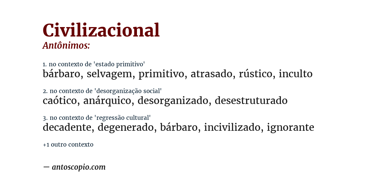 Antônimo de civilizacional