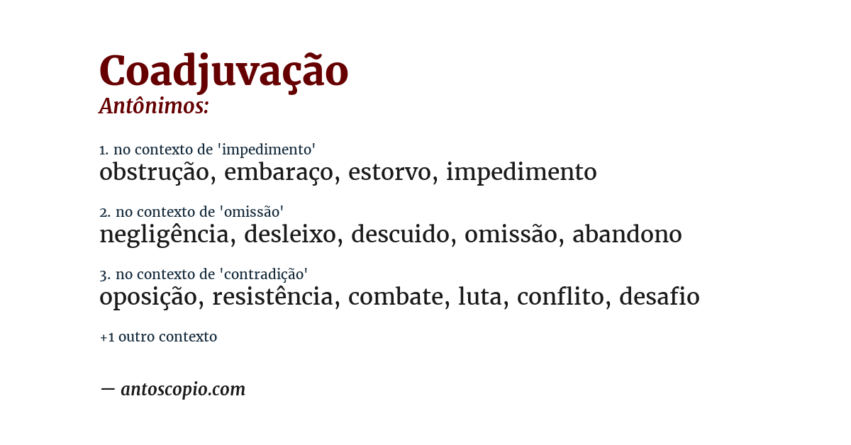 Antônimo de coadjuvação