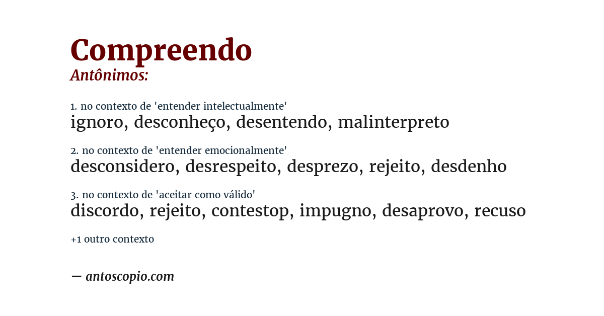 Antônimo de compreendo