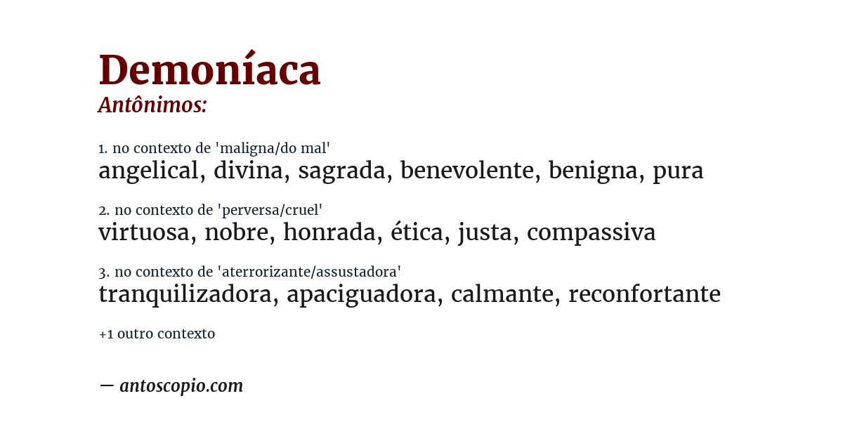 Antônimo de demoníaca
