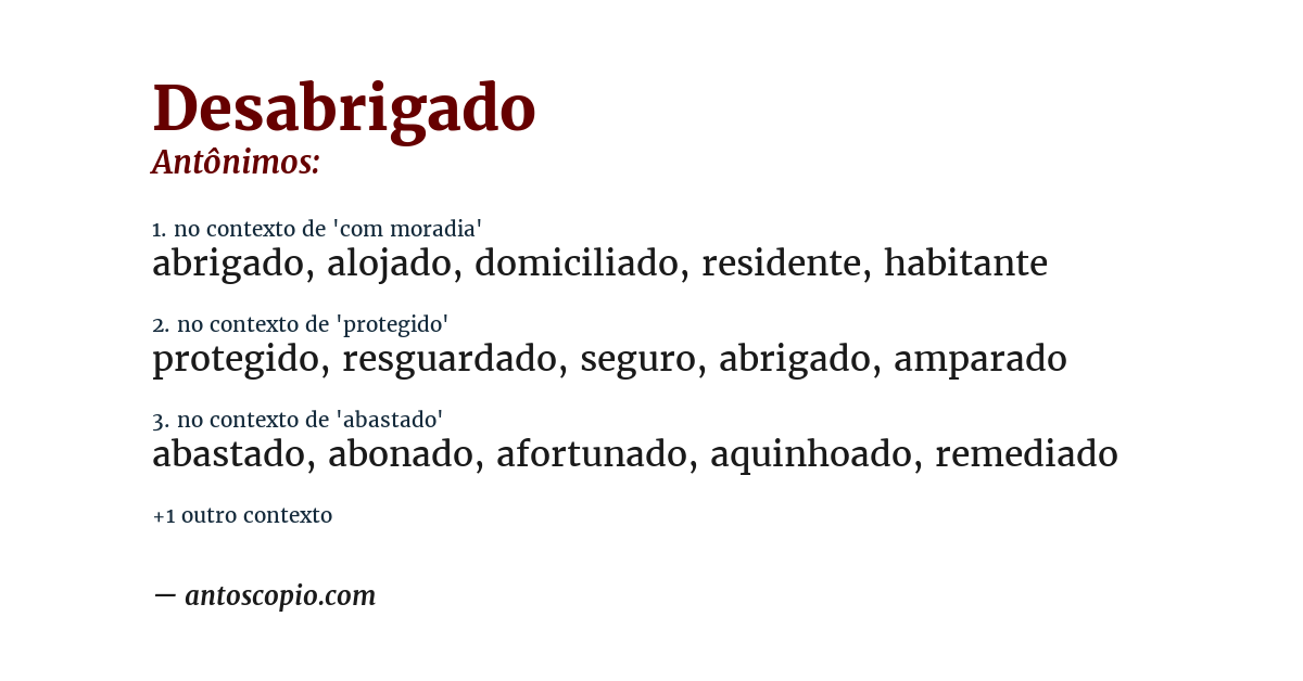 Antônimo de desabrigado